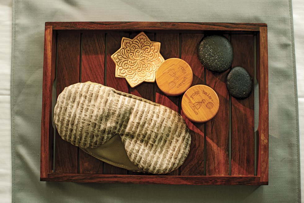 Spa mask and stones at Naples Grande photo by Brian Tietz