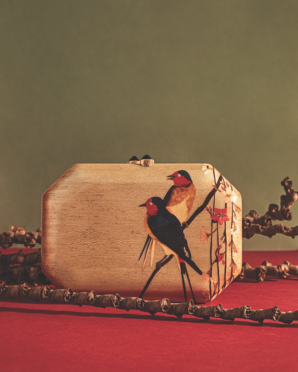 Bird Marquetry Clutch