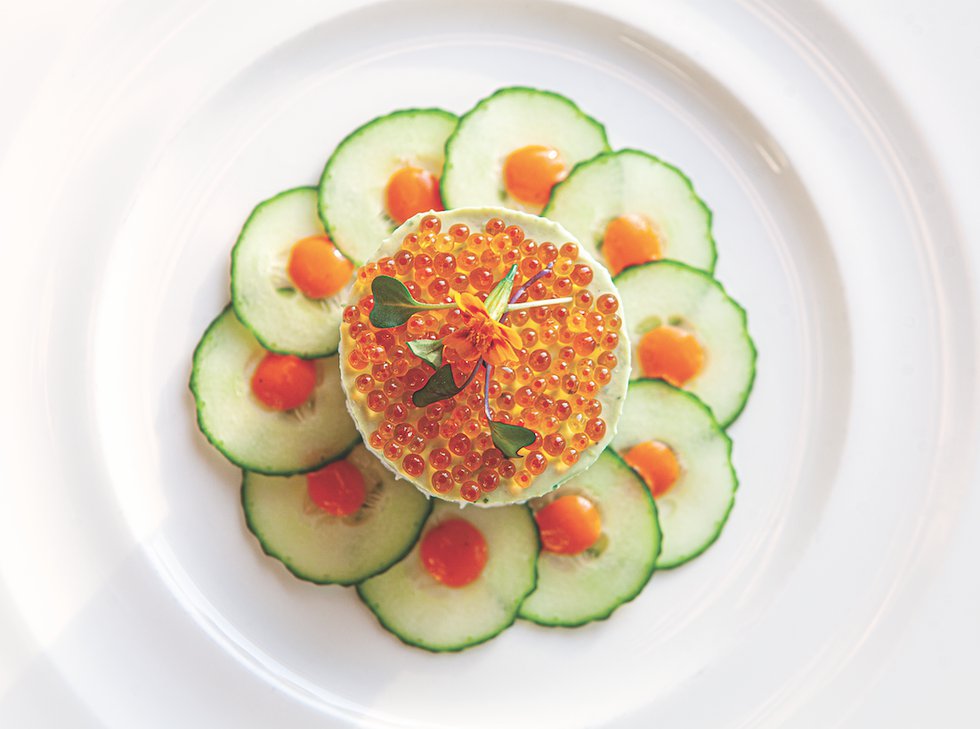 salmon roe on cucumber gasparilla inn