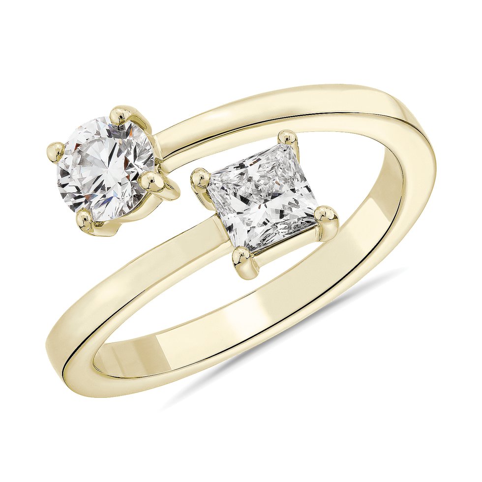 LIGHTBOX Lab-Grown Diamond Round &amp; Princess Bypass Ring 1