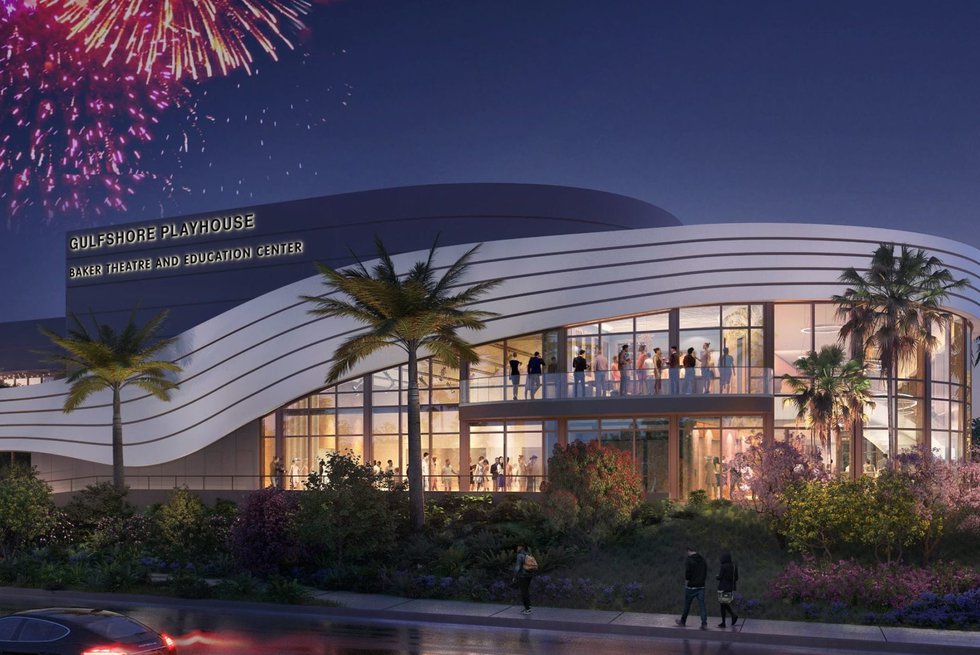 Gulfshore Playhouse Cultural Campus featuring Baker Theatre and Education Center - fireworks