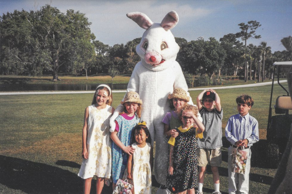 18. Glenn, Rhys, family friends, cousins at Hotel Easter Egg Hunt