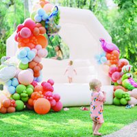 Kids playing on bouncy house