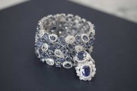 18-karat white-gold, sapphire and diamond bracelet; platinum, sapphire and diamond rings.