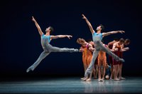 Miami City Ballet Kleber Rebello and Renan Cerdeiro in Concerto DSCH. Choreography by Alexei Ratmansky. Photo © Alexander Iziliaev.