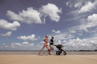 Family on a run outside